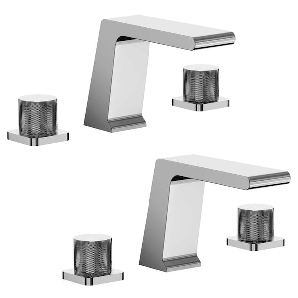 2-Pack Waterfall 8 in. Widespread Double-Handle High-Pressure Bathroom Faucet in Polished Chrome Drain Not Included