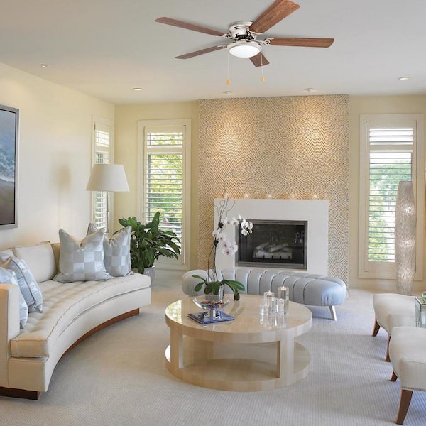 52 in. Hugger Ceiling Fan Flush Mount Silver with Light Kit and Reversible Blades for Low Ceilings