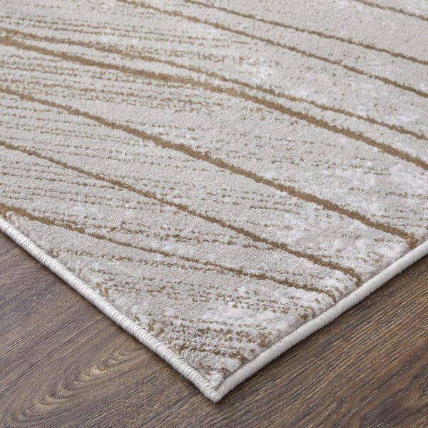 5 X 8 Silver, Brown, Taupe Abstract Area Rug