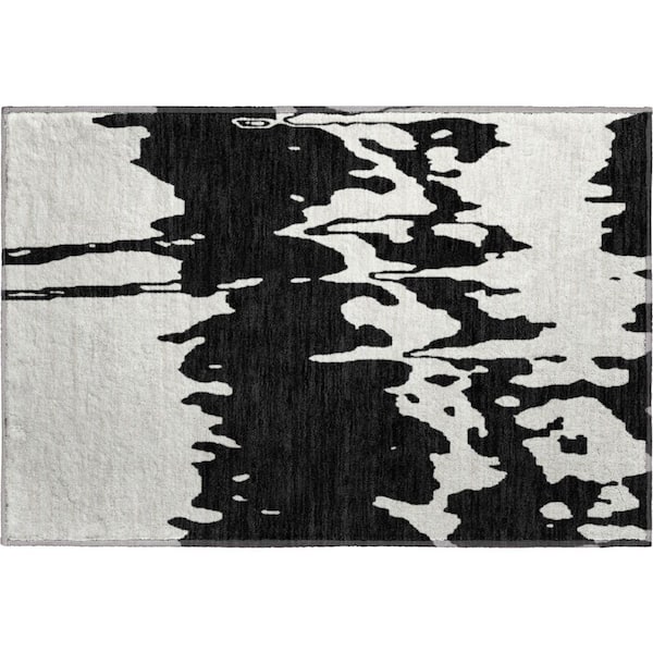Addison Rugs Mayfield Premium Machine Washable Abstract AMF961 Black 1 ft. 8 in. x 2 ft. 6 in. Area Rug
