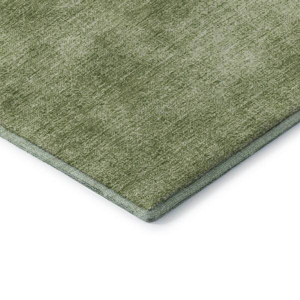Mayfield Premium Machine Washable Abstract AMF1018 Green 2 ft. 3 in. x 7 ft. 6 in. Runner Rug