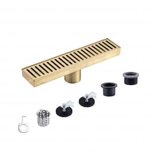 12 in. Stainless Steel Linear Grid Shower Drain in Brushed Gold