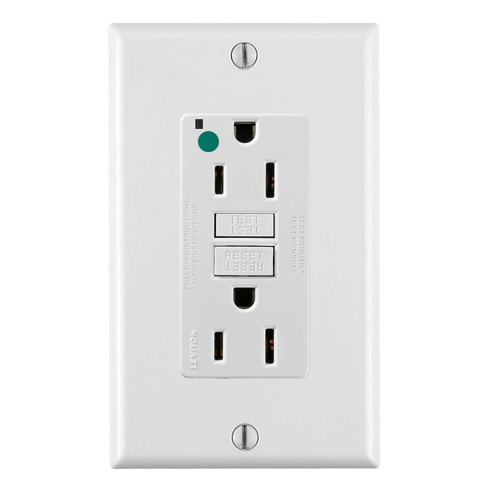 Leviton 15 Amp Self-Test SmartLockPro Hospital Grade Duplex GFCI Outlet with LED, White