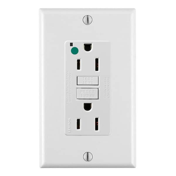 15 Amp Self-Test SmartLockPro Hospital Grade Duplex GFCI Outlet with LED, White