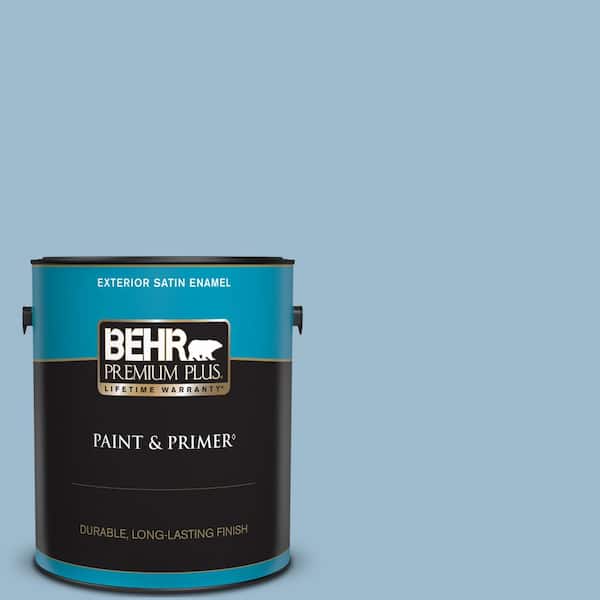 BEHR PREMIUM PLUS 1 gal. #S500-3 Partly Cloudy Satin Enamel Exterior Paint & Primer