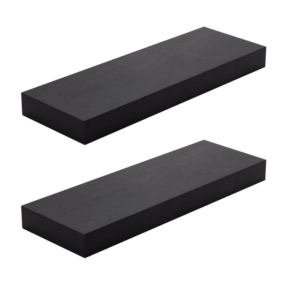 Sorbus Black MDF Floating Wall Shelves Set of 2
