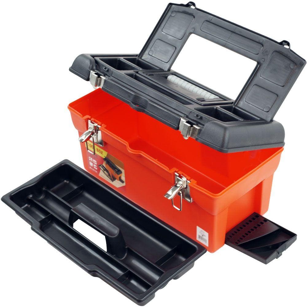 Stalwart Portable Tool Storage Box - Multi-Compartment Trays for