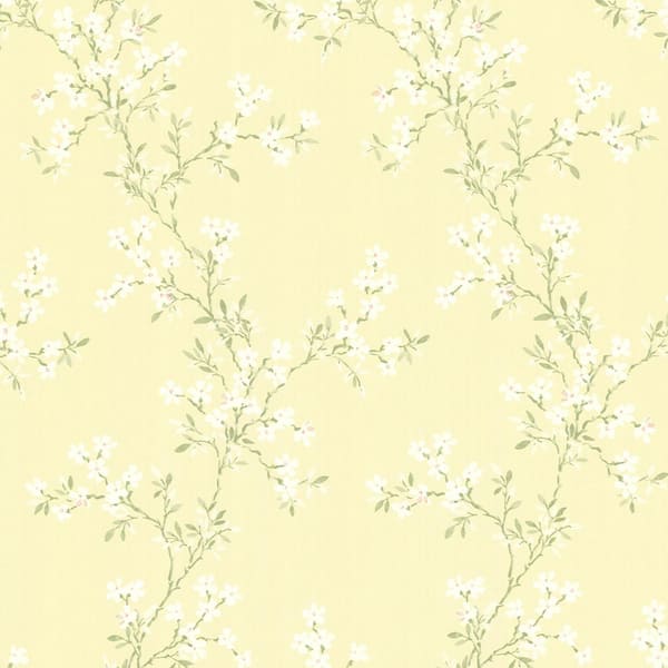 Brewster Claire Yellow Floral Trail Strippable Wallpaper (Covers 56.4 sq. ft.)