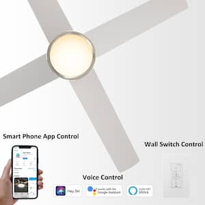 Nova II 48 in. Integrated LED Indoor Silver Smart Ceiling Fan with Light Kit&Wall Control, Works with Alexa/Google Home