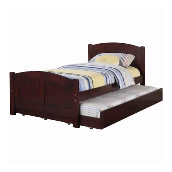 Benjara Fascinating Cherry Brown Wooden Twin Bed with Trundle