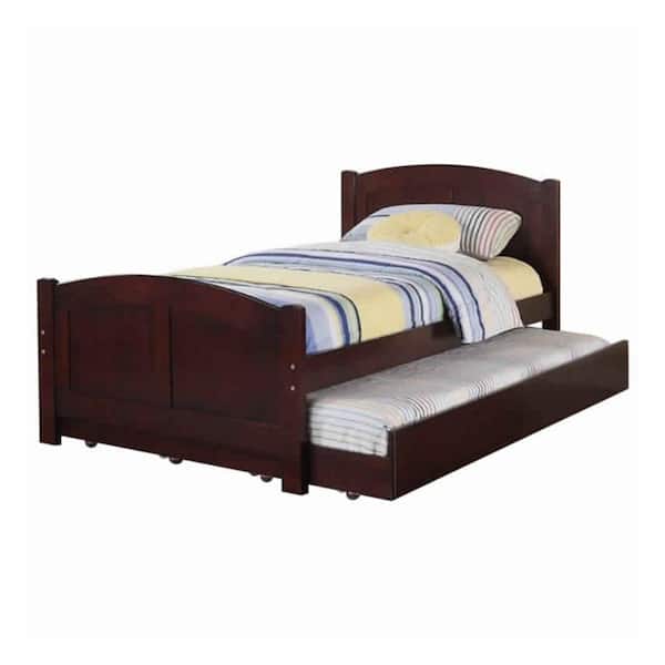 Benzara Fascinating Cherry Brown Wooden Twin Bed with Trundle