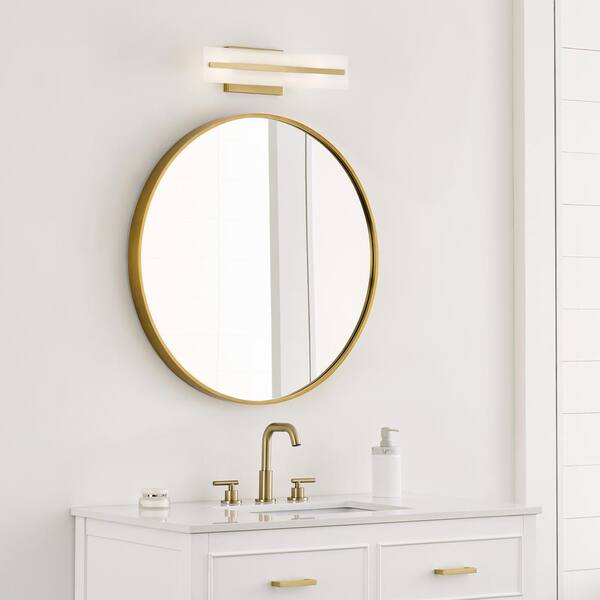 Generation Lighting - Studio Dex 17.875 in. Small 2-Light Satin Brass Vanity Light with Satin Etched Glass Shade
