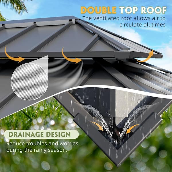 12 ft. x 20 ft. Hardtop Gazebo with Double Roof, Outdoor 12 ft. x 20 ft. Hardtop Gazebo with Double Roof, Outdoor