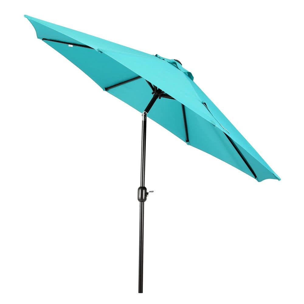 Turquoise 9-Foot Steel Patio Umbrella with Tilt and Crank