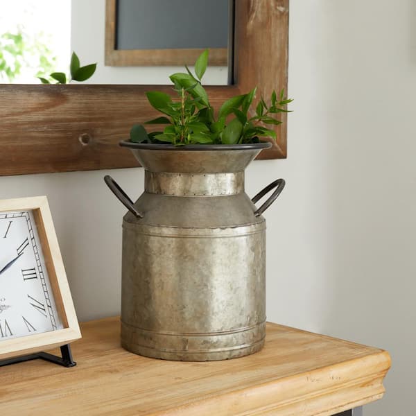 Litton Lane Grey Metal Farmhouse Decorative Jar (Set of 2)