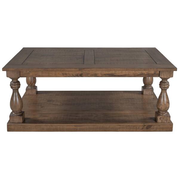 45 2 In Brown Rectangle Solid Pine Wood Rustic Floor Shelf Coffee Table With Storage Gz Wf287269aad 45 2 In Brown Rectangle Solid Pine, Floor Shelf Coffee Table With Storage