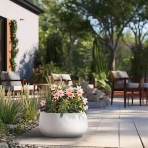 Lightweight 19 in. x 10 in. Crisp White Extra Large Tall Round Concrete Plant Pot/Planter for Indoor and Outdoor