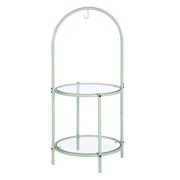 Unbranded Green Metal Round 2-Tiered Plant Stand