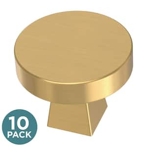 Flat Round 1-1/8 in. (28 mm) Modern Gold Round Cabinet Knob (10-Pack)