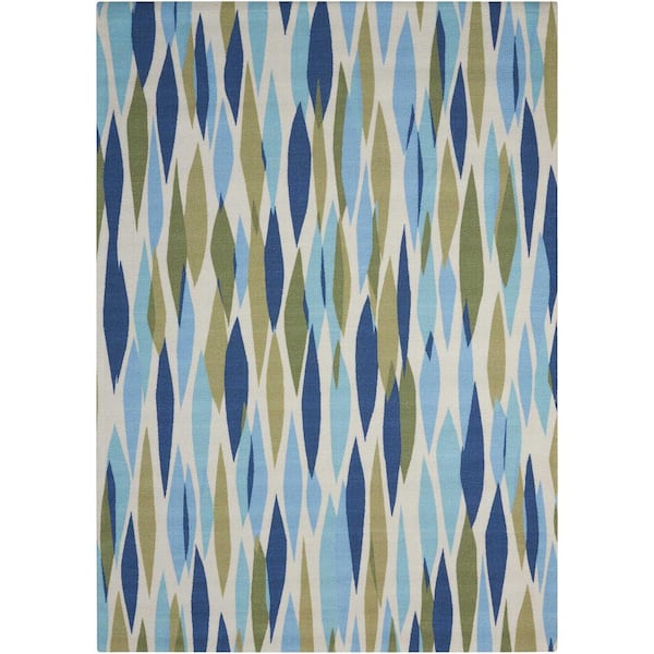 Nourison Bits and Pieces Seaglass 5 ft. x 7 ft. Geometric Modern Indoor/Outdoor Patio Area Rug