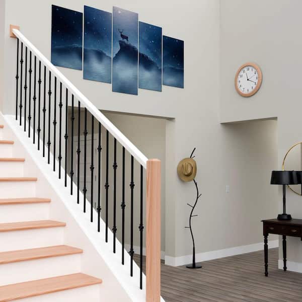 EVERMARK Stair Parts 5/8 in. Satin Black Angled Metal Baluster Shoe for Stair Remodel