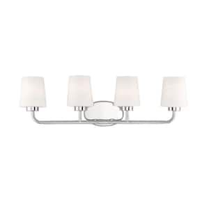 Capra 31 in. W x 9 in. H 4-Light Polished Nickel Bathroom Vanity Light with Frosted Glass Shades