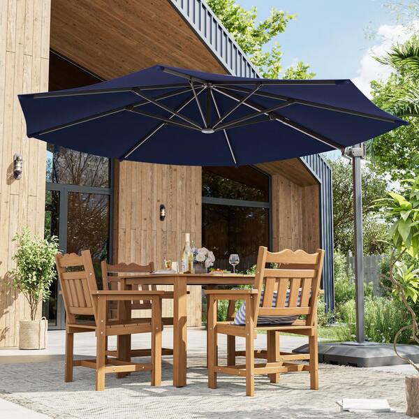 11 foot navy patio umbrella JOYESERY 11 ft. Deluxe Cantilever Patio Umbrella in Navy Blue with 360° Rotation and Base