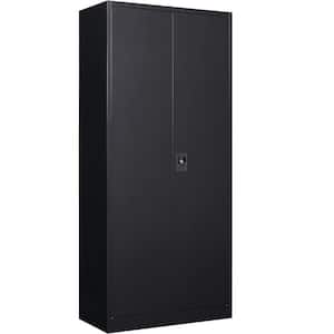 31.5 in. W x 70.87 in. H x 15.75 in. D 2 Doors Steel Storage Freestanding Cabinet with 4 Adjustable Shelves in Black