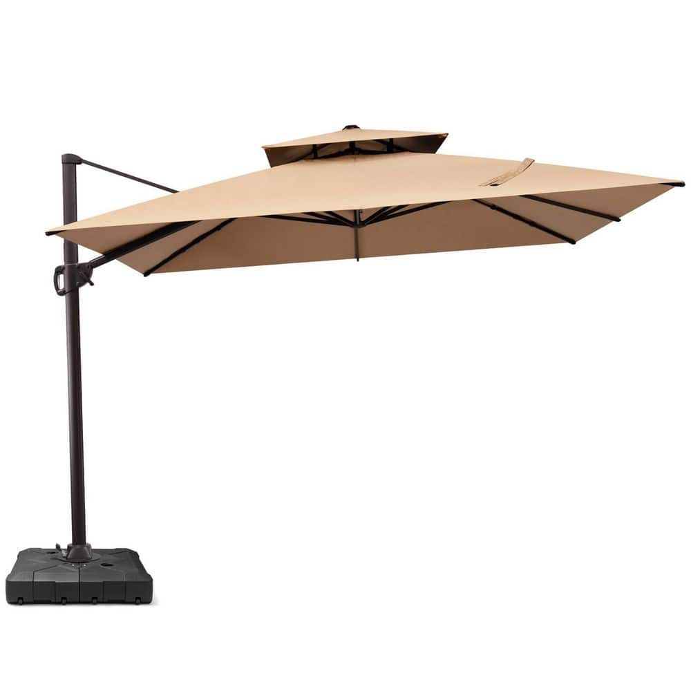 2-Tier Top 11.5 ft. x 11.5 ft. Aluminum Cantilever Tiltable 360° Swivel Patio Umbrella in Tan, Fillable 260 lbs. Base price history on PriceWatchPro