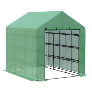 70.75 in. W x 69 in. D x 82.75 in. H Polyethylene Roll-Up Zipper Door Portable Walk-In Greenhouse for Outdoors