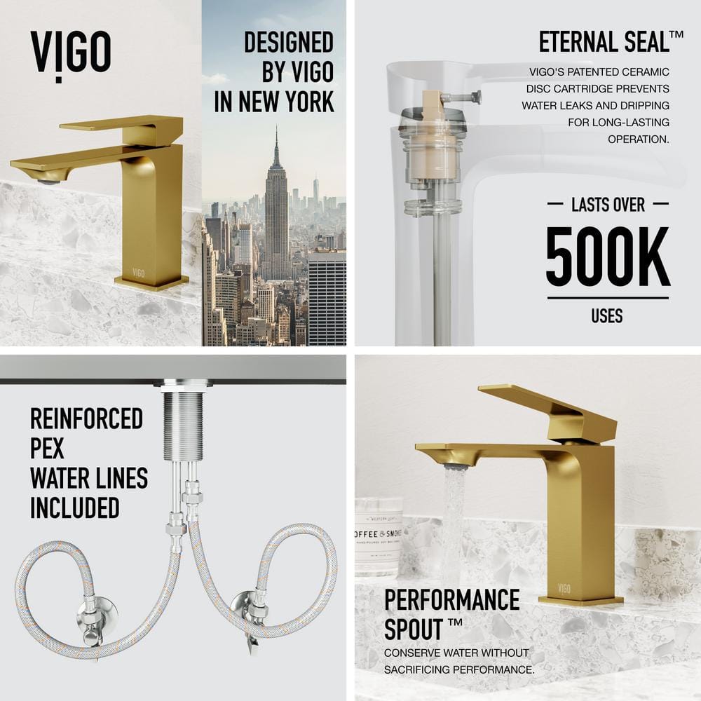 Dunn Matte Brushed Gold Single-Handle High-Spout Bathroom Faucet