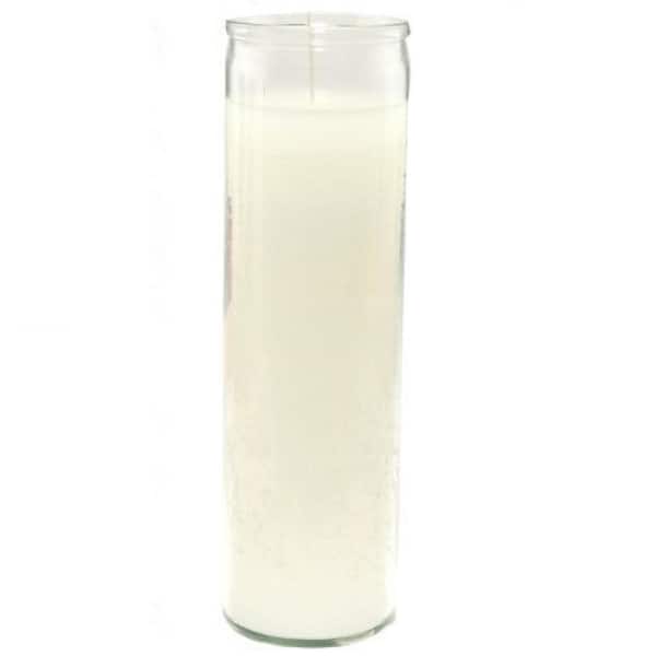 8 in. Unscented White Glass Candle 07102 - The Home Depot