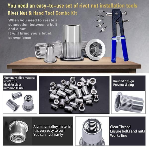 Rivet Nut Tool Kit, 430Pcs Metric Rivet Nut Combination (M8/M6/M5/M4/M3)