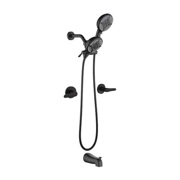 Rain 2-Handle 5-Spray Tub Shower Faucet 1.8 GPM with Pressure Balance in Black (Valve Included)