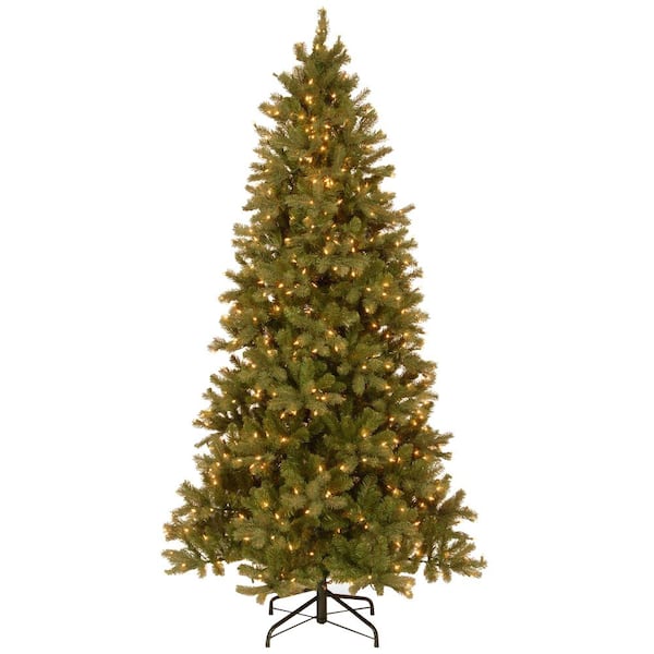 National Tree Company 7-1/2 ft. Feel Real Downswept Douglas Slim Fir Hinged Artificial Christmas Tree with 600 Clear Lights