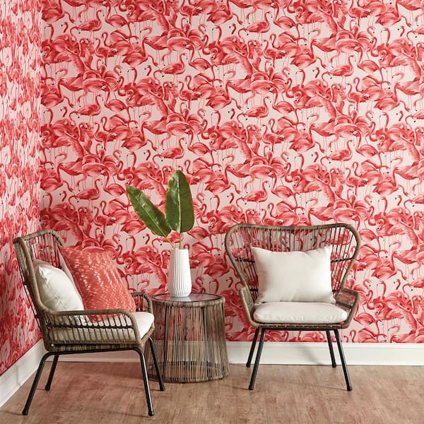 Tempaper Flamingo Cheeky Pink Peel and Stick Wallpaper (Covers 28 sq. ft.)  FL10538 - The Home Depot