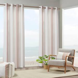 Bolinas 54 in. W x 84 in. L Light Filtering Printed Stripe 3M Scotchgard Outdoor Panel in Coral