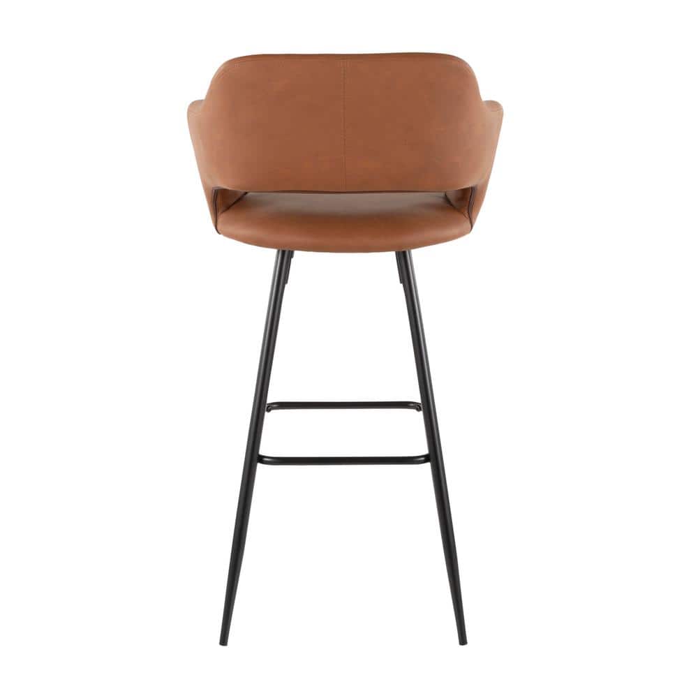 Contemporary Black Metal and Brown Faux Leather Bar Stools