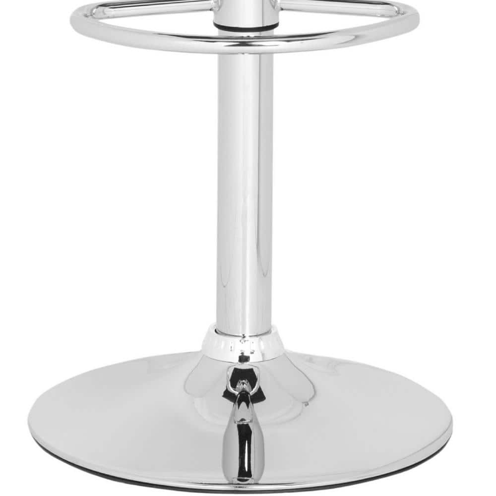 Kemonti White Adjustable Swivel Bar Stool with Chrome Base