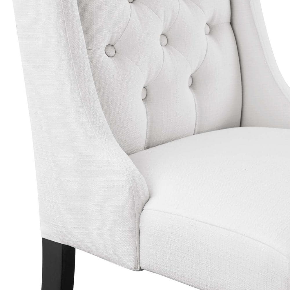 White Upholstered Leather Parsons Side Chair with Wood Frame