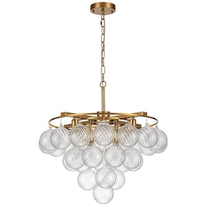 8-Lights Gold Modern/Contemporary Tiered Textured Glass Chandelier