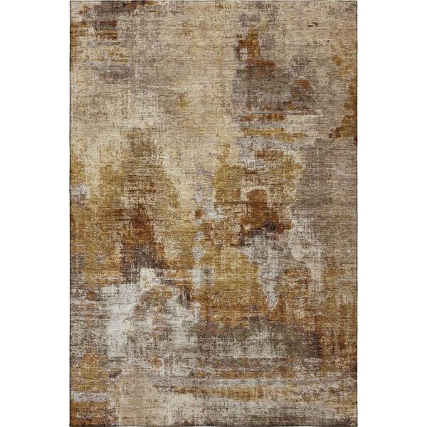 Mayfield Premium Machine Washable Abstract AMF2300 Walnut 5 ft. x 7 ft. 6 in. Area Rug