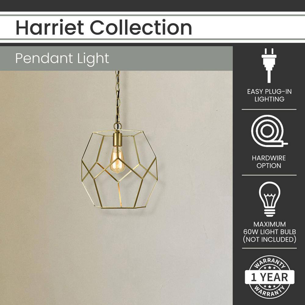 Harriet 13" Pale Gold Geometric Pendant Light