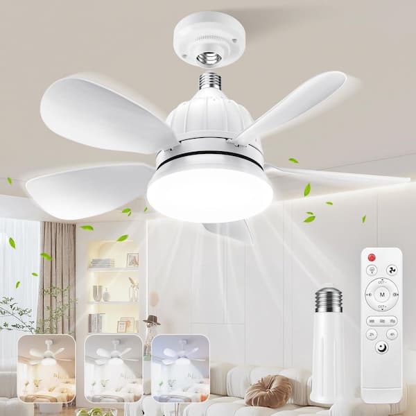 BeamBox 18 in. Socket Matte White Flush Mount Ceiling Fan with