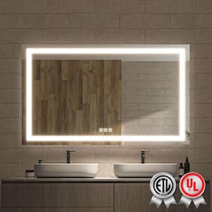 Super Bright 60 in. W x 36 in. H Rectangular Frameless Anti-Fog LED Wall Bathroom Vanity Mirror with Front Light