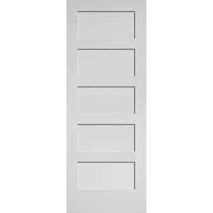 30 in. x 80 in. MDF Series Smooth 5-Panel Equal Solid Core Primed Composite Interior Door Slab
