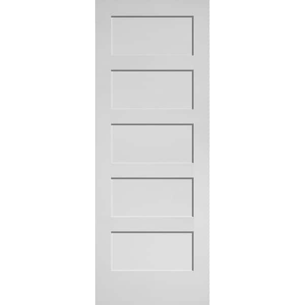 Masonite 30 in. x 80 in. MDF Series Smooth 5-Panel Equal Solid Core Primed Composite Interior Door Slab