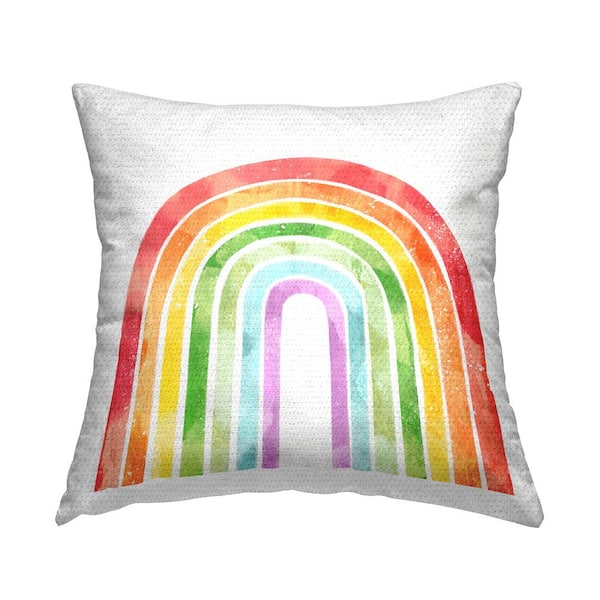 Stupell Industries Distressed Rainbow Arch Stripes Multi-Color Square Outdoor Throw Pillow