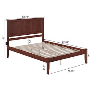 Madison Walnut King Platform Bed with Open Foot Board