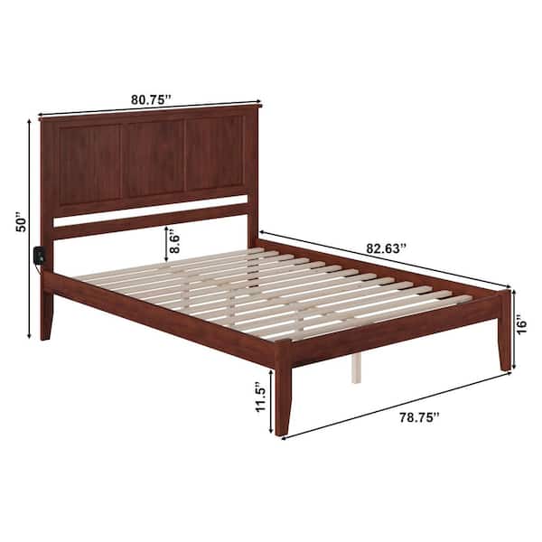 Madison Walnut King Platform Bed with Open Foot Board